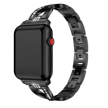 Каишка от неръждаема стомана за Apple Watch Band с кристали 38 mm/42 мм смарт часовници метална каишка за iWatch Series 3 2 1 гривна