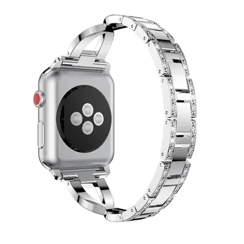 Каишка от неръждаема стомана за Apple Watch Band с кристали 38 mm/42 мм смарт часовници метална каишка за iWatch Series 3 2 1 гривна