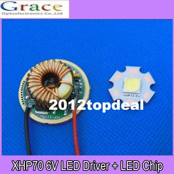 1 компл. 30 Вата 6 в Cree XHP70 натурален бял / бял led емитер светлина + 5 режима на 26 mm 6 led драйвер