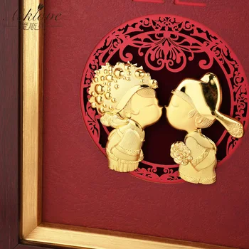 Asklove сватбена украса 24-каратово сусальное злато живопис сладка любов фото Тапет за работния украса занаяти изкуството на стената снимки на домашен интериор подарък