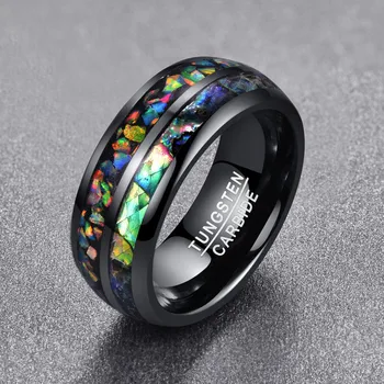 2018 уникален сватбен подарък пръстен класически никога не изчезват пръстени ретро покритие черен инкрустиран черупки опаловый купол волфрам пръстени