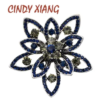 Синди Xiang планински кристал цвете брошки за жени vintgae завод пин палто бижута мода елегантни аксесоари