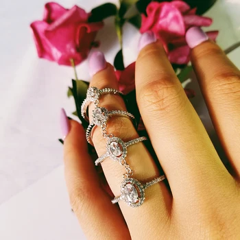925 сребро Moonso безименния пръст анел aneis CZ цвете пръстен за жени, бижута чиста сватба, годеж R4463