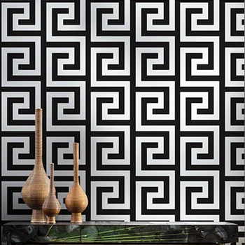 PVC тапети модерен 3D Златни геометрични ролка тапети Хол и Спалня на изкуството за домашен интериор черно бели тапети за стени
