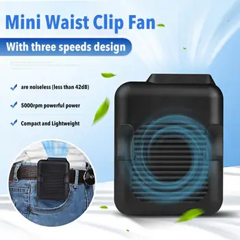 Талия фен силен вятър преносим хендсфри USB вентилатор 6000 mah мини носене клип на климатик вентилатор за работа на открито, къмпинг