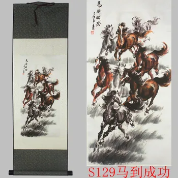 Осем коня модел коприна живопис украса за превъртане живопис и нов специален едро осем коня