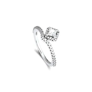 Квадратен пламнал ключица пръстен бижута 925 сребро Дамски пръстени за жени, МОДА, СТИЛ на годежни пръстени, бижута на момичето подаръци