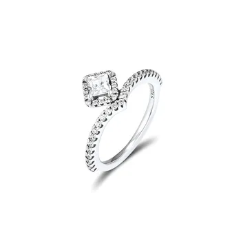 Квадратен пламнал ключица пръстен бижута 925 сребро Дамски пръстени за жени, МОДА, СТИЛ на годежни пръстени, бижута на момичето подаръци