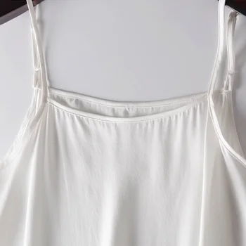 Жените копринени дълги Sleepdress 94% от истинска коприна 6%ликра спагети каишка теле дължина на сън рокли 2019 Нов Копринени пижами, черно-бял