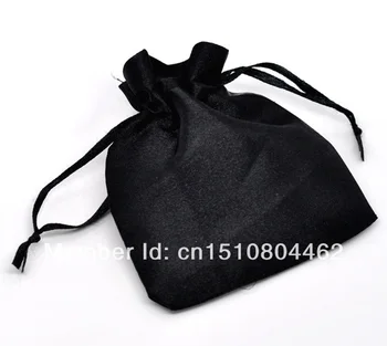 100 бр./лот Drawable Black Satin Wedding Gift Package чанти, пазарски чанти 10x8cm (W03663X2)