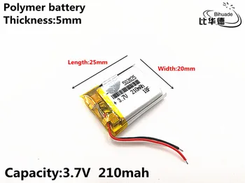 1 бр./лот 3.7 V 210mAH 502025 полимерна литиево-йонна / литиево-йонна акумулаторна батерия за DVR,GPS,mp3,mp4