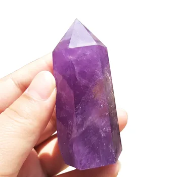 1ps естествен аметист точка Crystal скъпоценен камък изцеление чакра украса на подарък