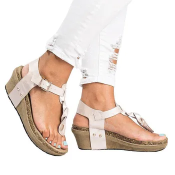 SAGACE Дамски сандали лято открит чорап платформа високи токчета, сандали дамски ежедневни чехли обтегач на ремъка клинове, сандали обувки жена