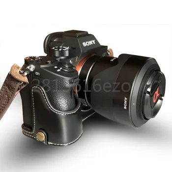 Калъф за фотоапарат чанта кожена половина на тялото комплект калъф за Sony A7II A7M2 A7III -A7R3 A9 A6000 A6300 a6500 A5000 A5100 RX1R RX1 A7R A6400
