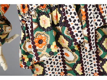 [ИАЛ] Women Floral Pattern Printed Ruffles Dress New Round Neck Long Sleeve Loose Fit Fashion Tide пролет есен 2021 1DD0753
