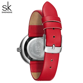 Shengke Women Watches Design Plaid Quartz Watch Луксозни Дамски Ръчни Часовници С Кожена Класически Дамски Часовник Гривна Relogio Feminino