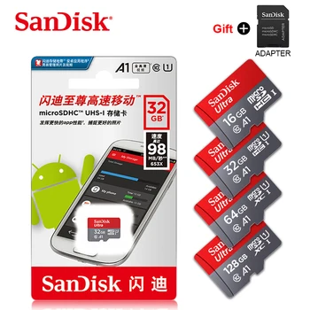 SanDisk Ultra Memory Card 128GB 64GB 98MB/S 32GB 16 GB Micro sd card Class10 UHS-3 A1 flash карта SD/TF карта памет Microsd с адаптер безплатно
