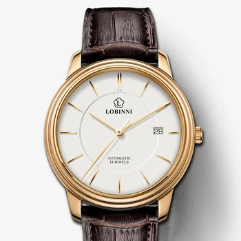 Switzerland Top Brand LOBINNI Watch Men ултра тънък автоматичен механичен механизъм мъжки часовник сапфировые водоустойчив часовник L13016