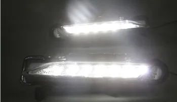 1 чифт DLR LED Car Daytime Running Light Daytime driving yellow turn противотуманная фар за Toyota Yaris 2017 2018 2019
