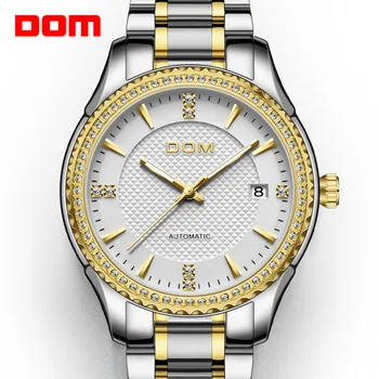 DOM автоматични механични часовници мъжки часовник водоустойчив двойка на часовника от неръждаема стомана светлинна Спорт Бизнес дамски часовник
