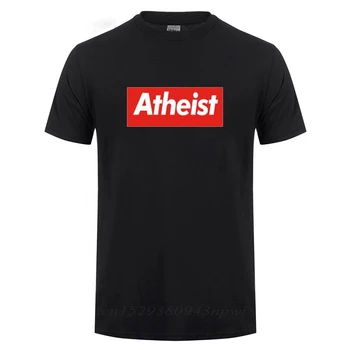 Атеист символ на FSM пастафарианская религия печатни тениски мъже мъже новост памук с къс ръкав тениска Тениска градинска върховете Tee