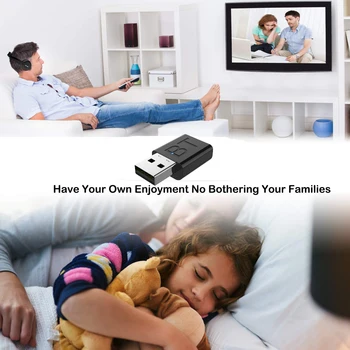 Безжични слушалки TV usb Connection Kit Lightweight включва адаптер телевизионно Аудиопередатчика - идеален за частен преглед