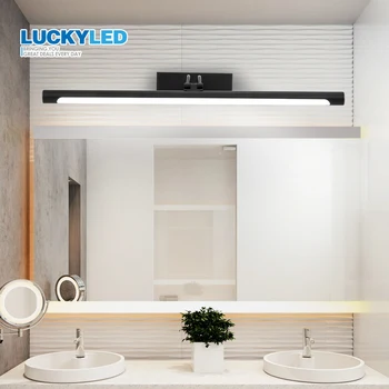 LUCKYLED модерен огледален светлина баня с монтиран на стената лампа, таванско помещение 8 W 12 W 90-260 в стенен водоустойчив стенни суета светлина черен корпус