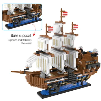 LOZ Mini blocks Caribbean Pirate Sailing Black Pearl Ship Boat Queen Annes 3D модел САМ Building Diamond Blocks тухли детски играчки
