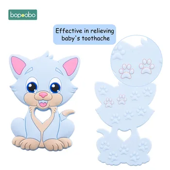 Bopoobo 5шт силиконови мъниста детски никнене на млечни зъби хранително-вкусовата котка дъвчене мъниста направи си САМ играчка кърмещи подаръци висулка за гривна детски прорезыватели