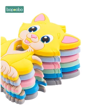 Bopoobo 5шт силиконови мъниста детски никнене на млечни зъби хранително-вкусовата котка дъвчене мъниста направи си САМ играчка кърмещи подаръци висулка за гривна детски прорезыватели