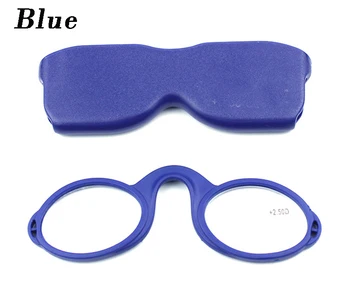 EVUNHUO Pince Nez стил безрукие очила за четене през цялата носа си почива малък преносим читателите за мъже и жени с футляром