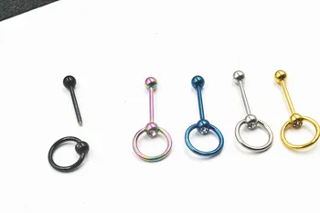 Безплатна доставка LOT50pcs Body Jewelry-хирургична стомана език пръстен на тръбата 14 ГРАМА~1.6 мм зърното ухото скъпоценни камъни бар пиърсинг на тялото бижута