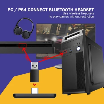 Безжичен USB / Type-C Bluetooth адаптер за PS4 конзола конвертор за Nintendo преминете на аудио приемник за PC предавател с микрофон