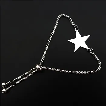 Звездата на Давид хексаграм луна звезди гривна гривна от неръждаема стомана за мъже, жени бижута Регулируема дължина 12 бр./лот смесени стилове