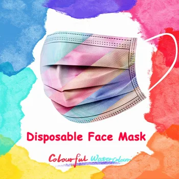 10/50/100/500шт смесен цвят на еднократна маска за лице 3 слоя филтър против прах дишаща мода цветни възрастни маски за лице в устата