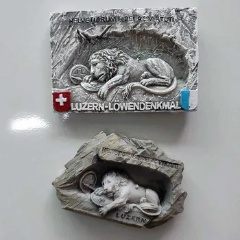 Люцерн Умиращ лъв на люцерн паметник ориентир раненият лъв травма хладилник Швейцария магнити, стикери за украса на дома