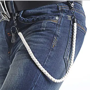 Zalzyywb пънк дънки ПУ колан вязаный сплав покритие панталони верига мода САМ кръста аксесоари за мъже, хип-хоп, улични панталони верига