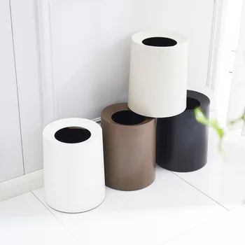 Европейският двуслойни кръгла кофа за боклук начало дневна спалня мода кофа за боклук търкане тоалетна и кухня без капак кофа за боклук