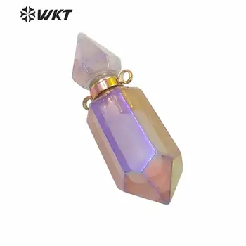 WT-P1592 WKT exclusive newest natural light purple double stone линии Aura spirit quartz essencial oil камък висулка в подарък