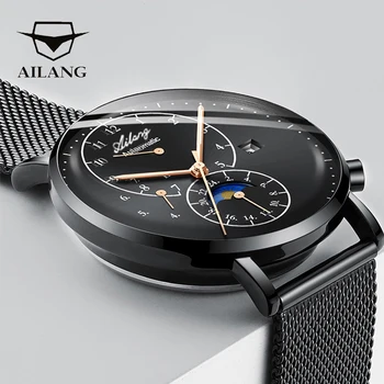 Топ луксозна марка сапфирен кристал мъжки часовник ликвидация автоматична линия часовници на швейцарската gear case стомана каишка метал водолаз часовници човек