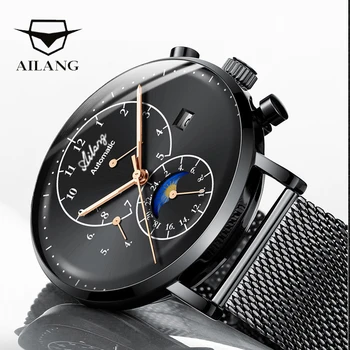 Топ луксозна марка сапфирен кристал мъжки часовник ликвидация автоматична линия часовници на швейцарската gear case стомана каишка метал водолаз часовници човек