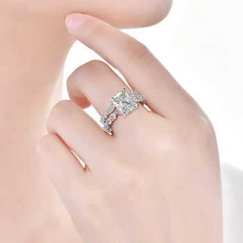 OEVAS 925 сребро годежни пръстени комплект за жени искрящ създаден муассанит скъпоценен камък диаманти, годежни изискани бижута