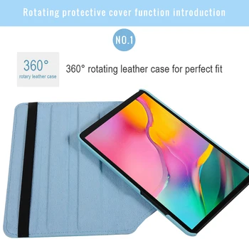 Въртящи се на 360 калъф за Samsung Galaxy Tab A 10.1 2019 T510 T515 поставка ПУ кожен калъф за SM-T510 SM-T515 10.1-инчов калъф