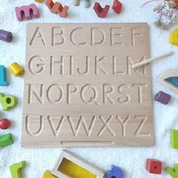Децата на азбуката дърво Монтесори букви детски образователни дървени играчки Digitals дъска знание за писане на практика играчки за деца