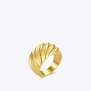 ENFASHION блясък вълни набит пръстени за жени златист цвят годежен пръстен от неръждаема стомана, бижута празник Bague R204068
