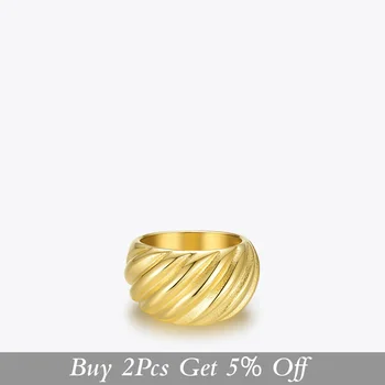 ENFASHION блясък вълни набит пръстени за жени златист цвят годежен пръстен от неръждаема стомана, бижута празник Bague R204068