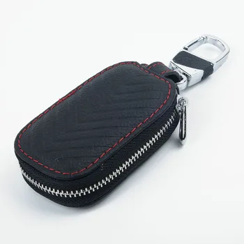 Мода от естествена кожа кола ключодържател капак с цип калъф организатор на икономка чанта за ключове нов ключодържател чантата за ключовете в чантата си
