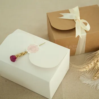 Естествена кутия за торта хартия Kraft, кутия за опаковка на подарък на партията, кутия за бисквити / сладки / гайки / кутия опаковка DIY / 20pcs / лот, високо качество на 150 * 100 * 85MM