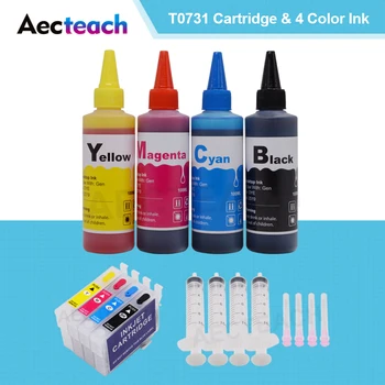Aecteach T0731N за Epson T0731 Зареждане Ink Cartridge Stylus CX8300 CX3900 CX7300 касети + за принтер Epson Ink Зареждане 400 мл