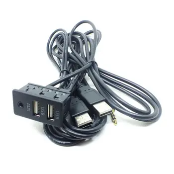 1.5 м автомобилна таблото вълни AUX USB порт панел двоен USB удължителен кабел адаптер